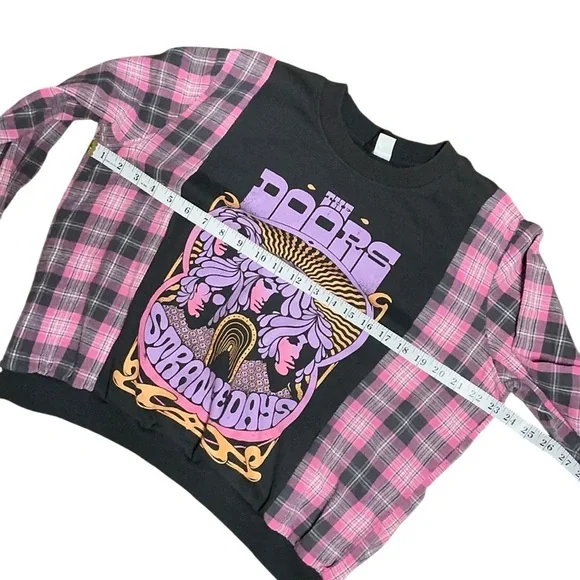The Doors Band Sweatshirt Flannel Upcycled Top - Picture 6 of 7